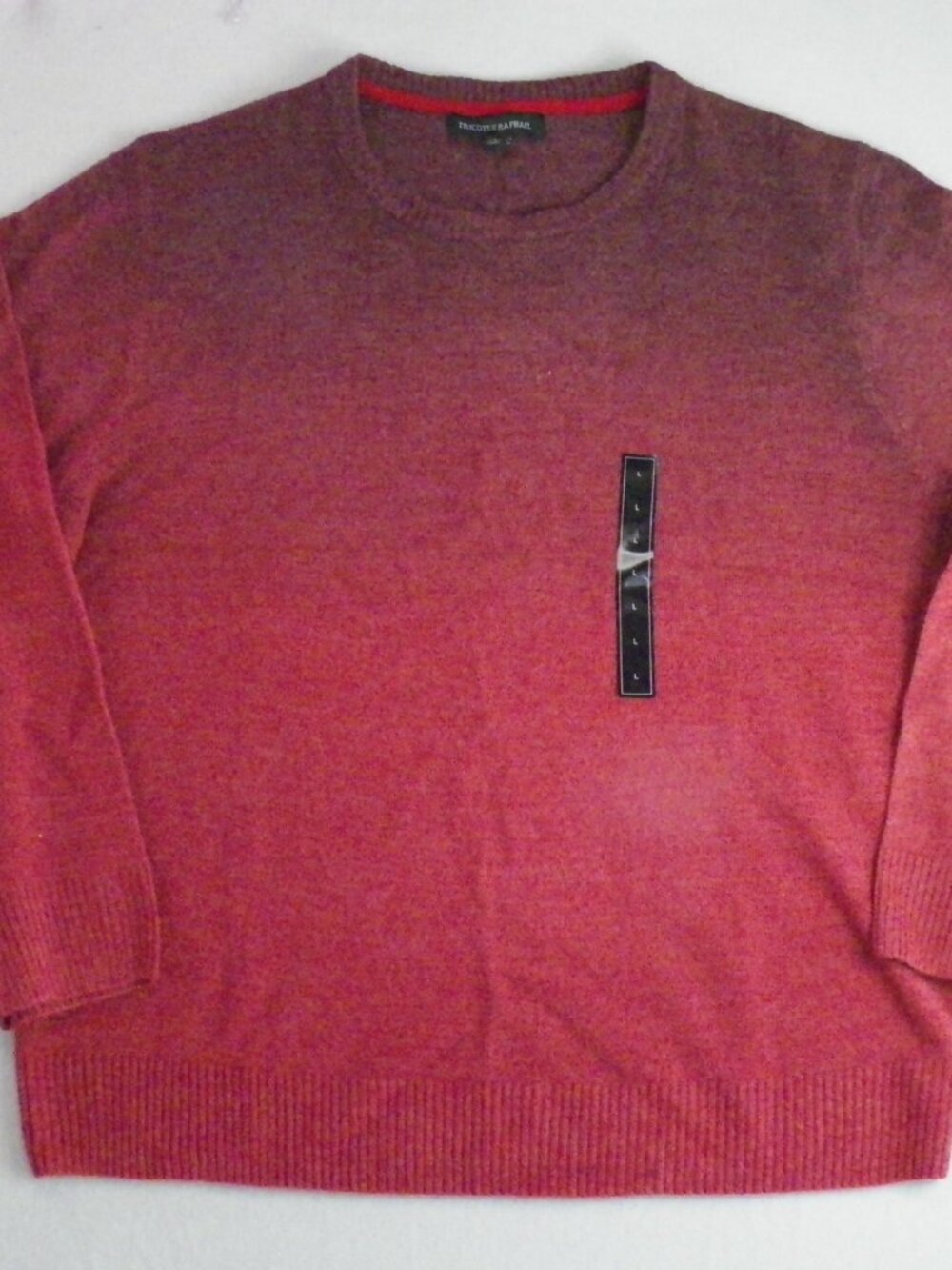 Tricots St Raphael Mens Large Ombre Crewneck Sweater Merlot Burgundy Red Knit